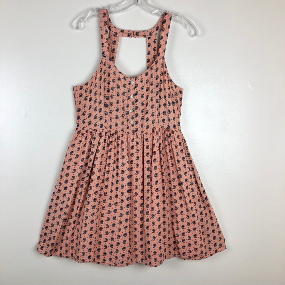 Umgee Boho Print Dress Cut-Out Back Size Large